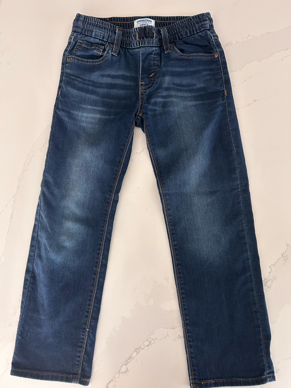 Denizen from Levi's Dark Blue Straight Jeans with Elastic Waist